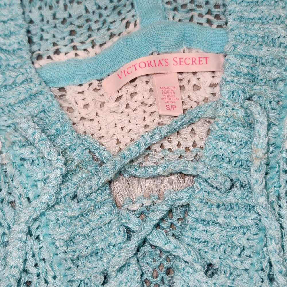 Victoria Secret Coverup Hooded Dress Blue And White Stripes S - Picture 5 of 8